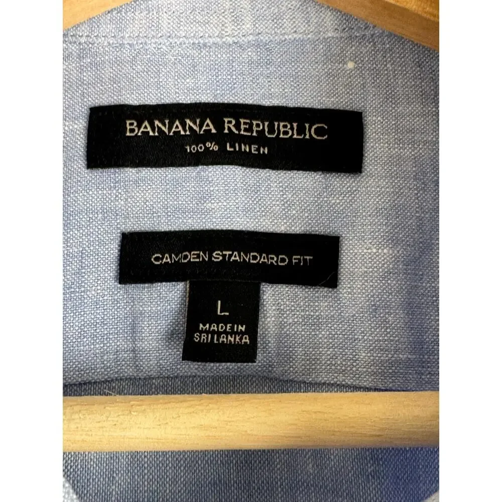 Banana Republic Camden Linen Shirt Chambray Blue Large Men’s